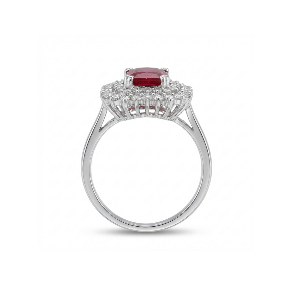 Carmine Halo Ring