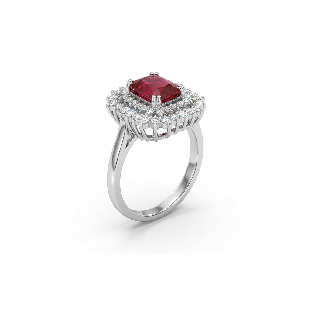 Carmine Halo Ring