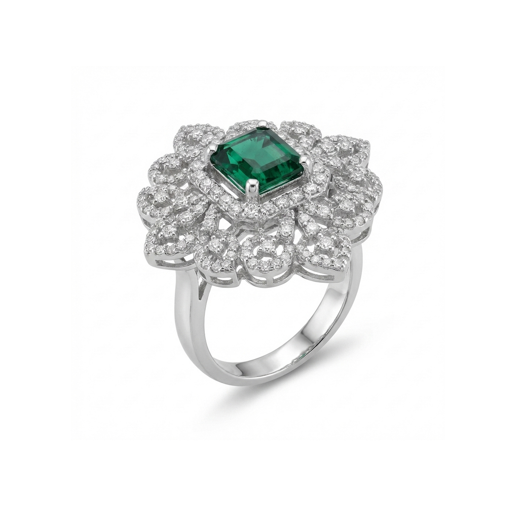 Emerald Filigree Cocktail Ring