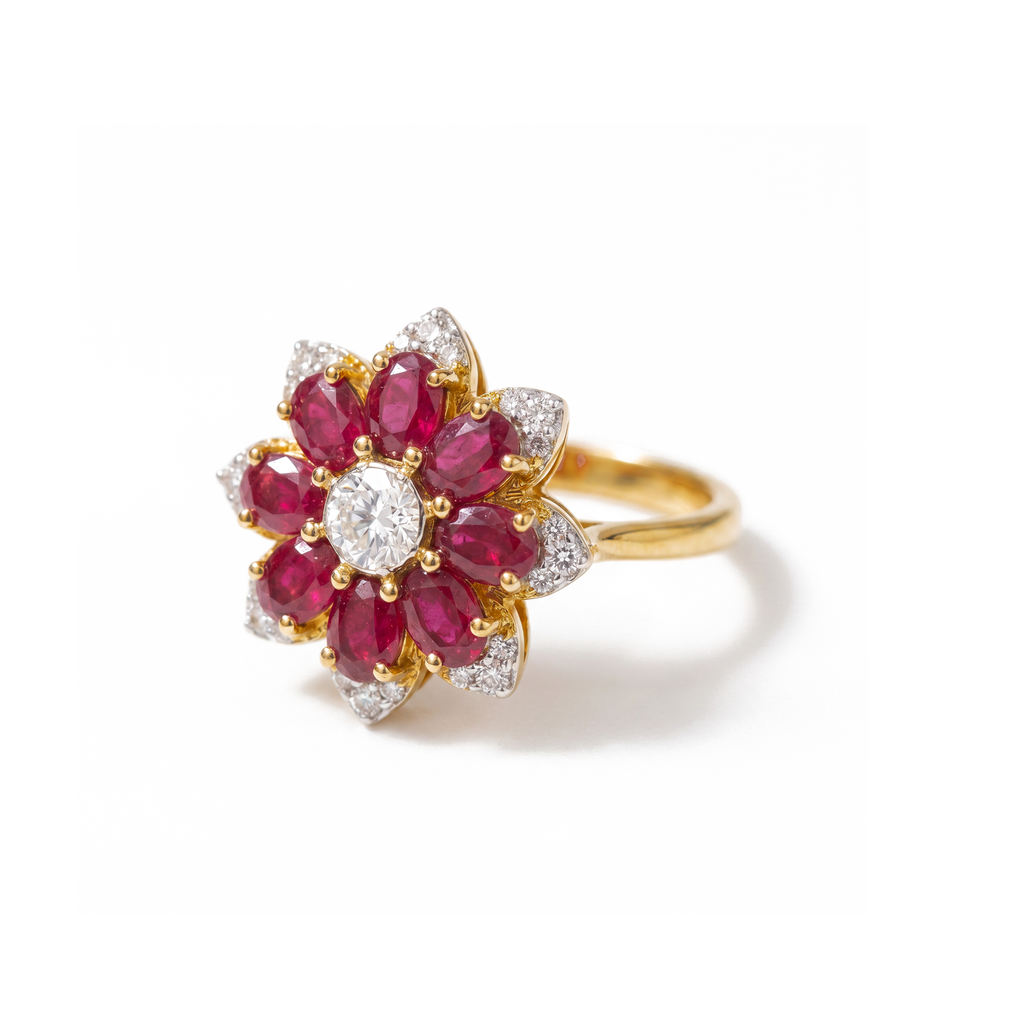Ruby Floral Cluster Ring