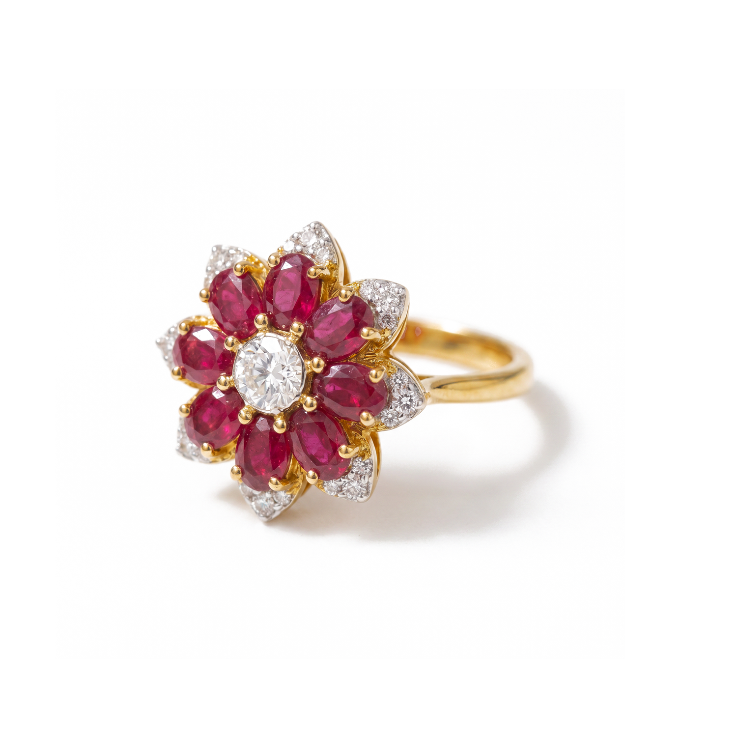 Ruby Floral Cluster Ring