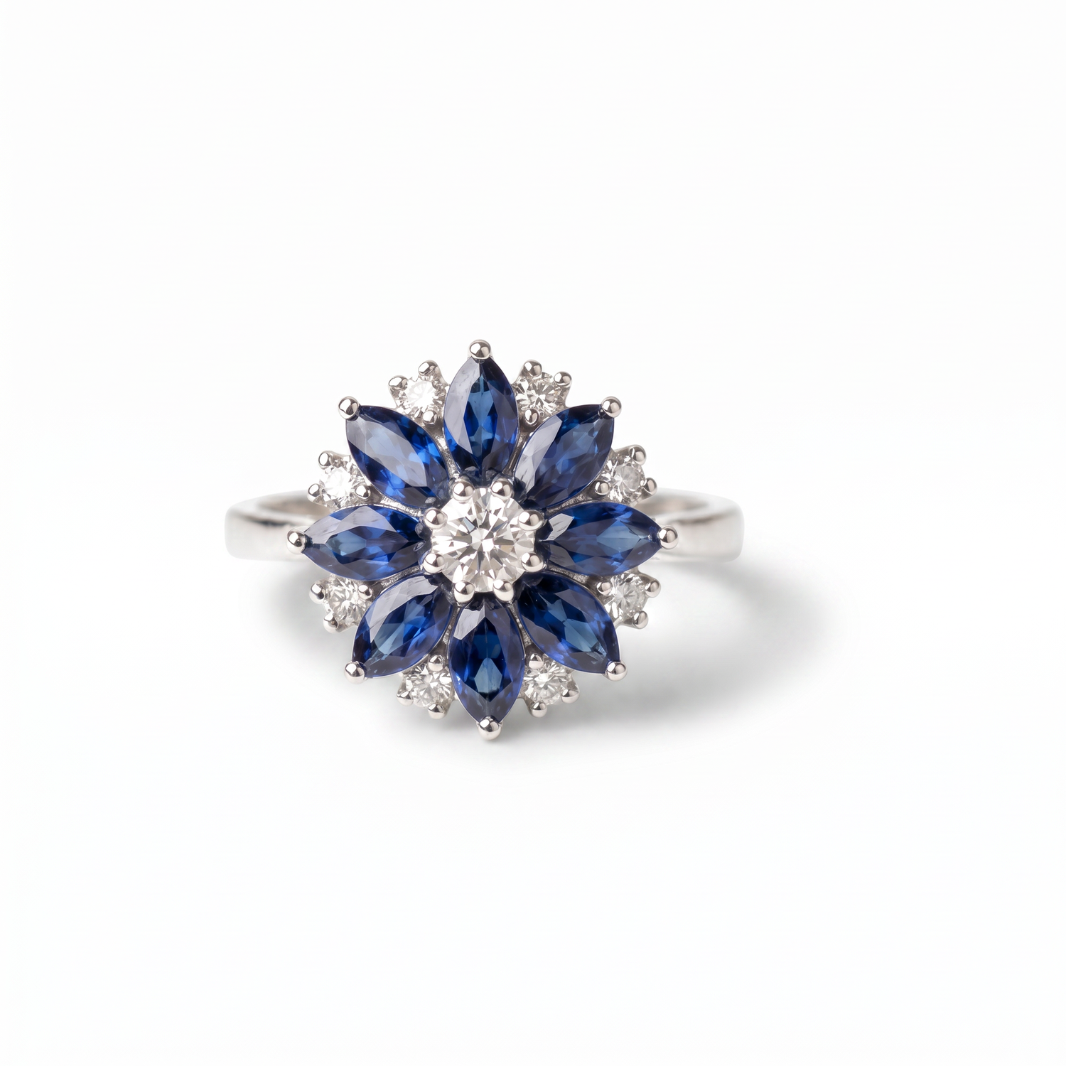 Sapphire Floral Cluster Ring