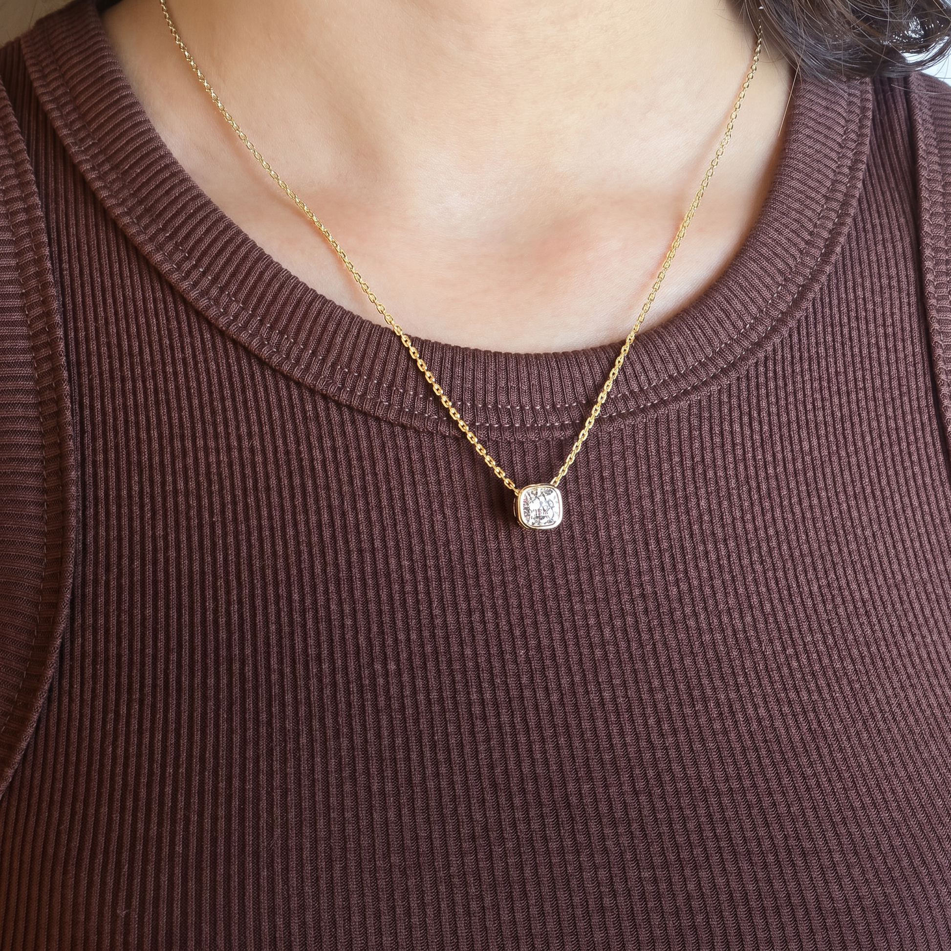 Cushion Cut Moissanite Pendant Necklace