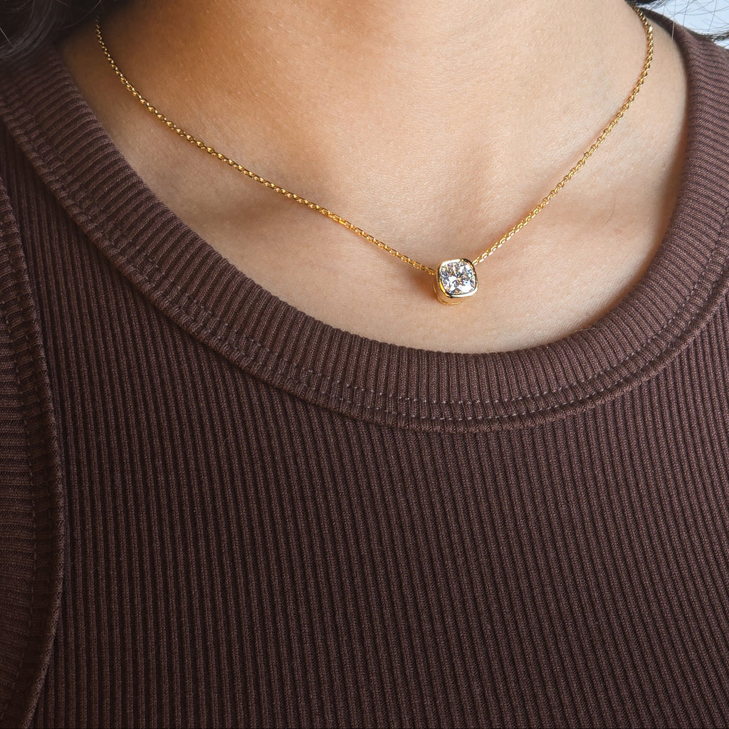 Cushion Cut Moissanite Pendant Necklace