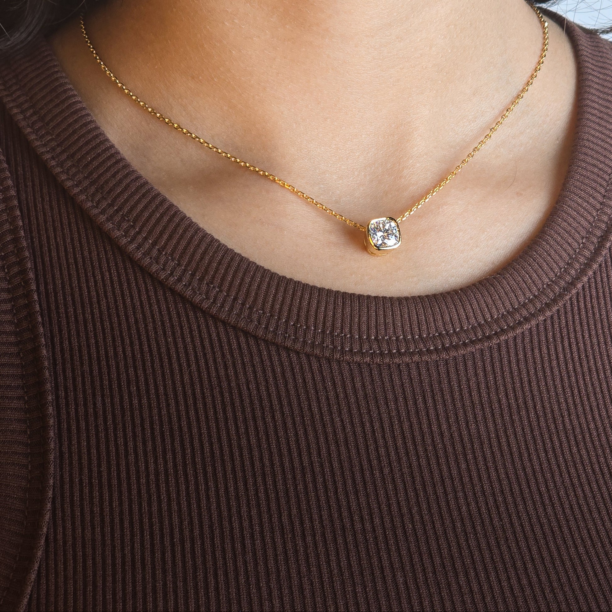Cushion Cut Moissanite Pendant Necklace