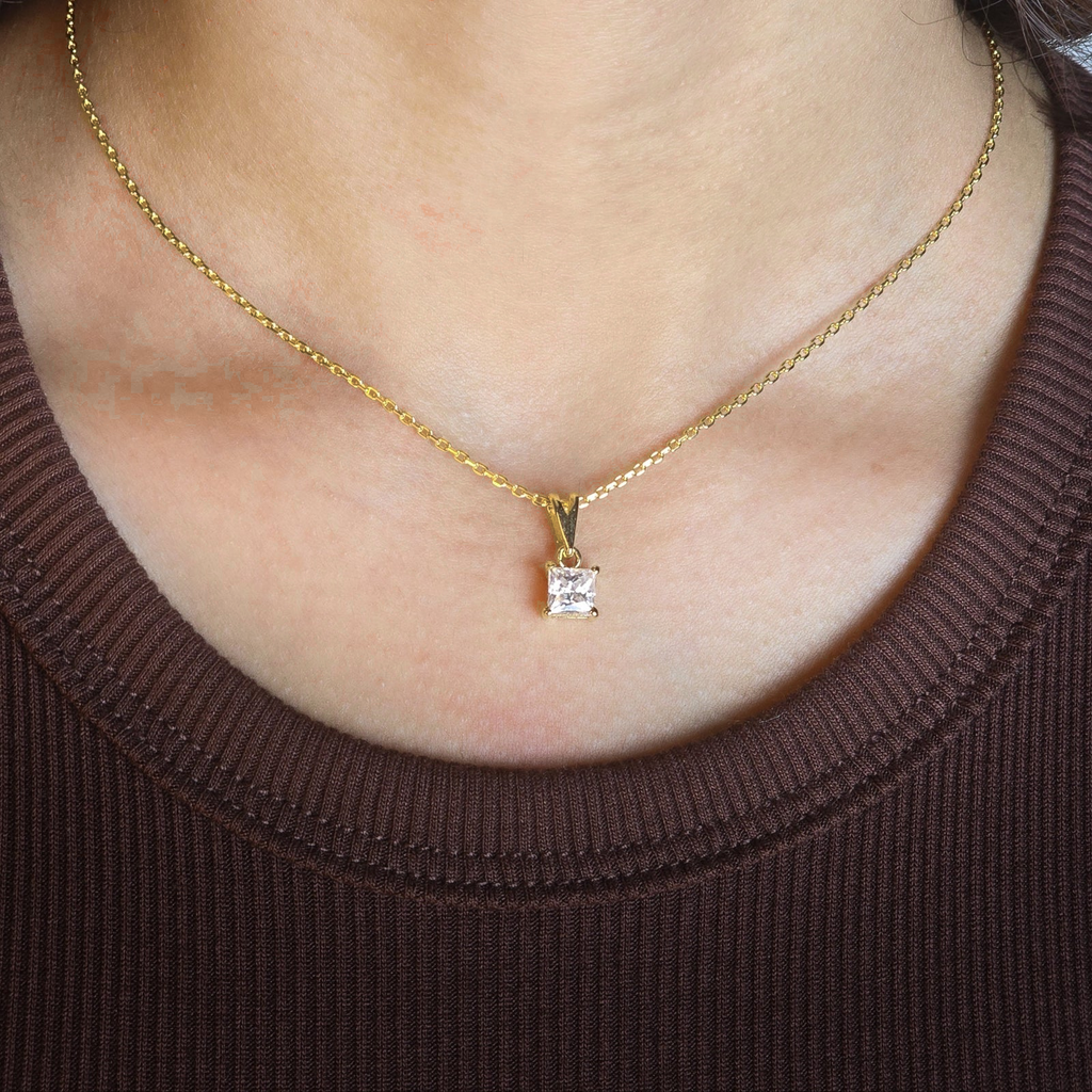 Princess Cut Moissanite Pendant Necklace