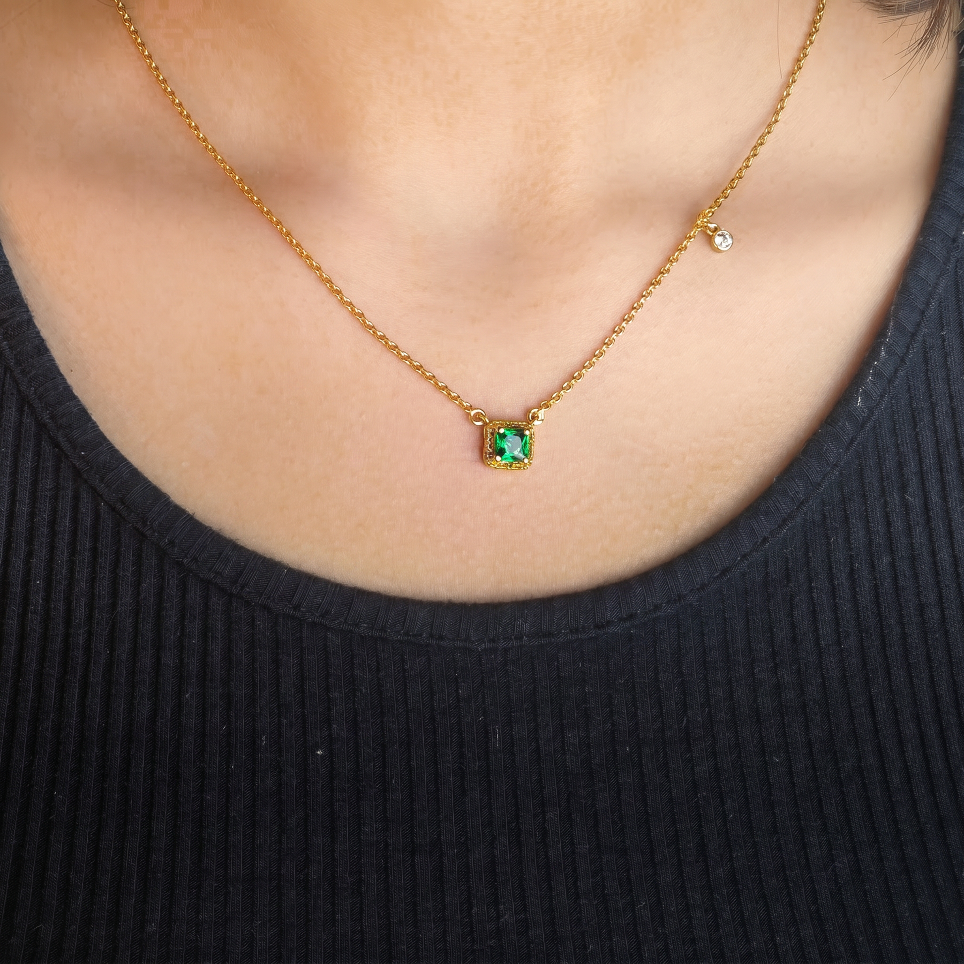 Birthstone Square Charm Pendant