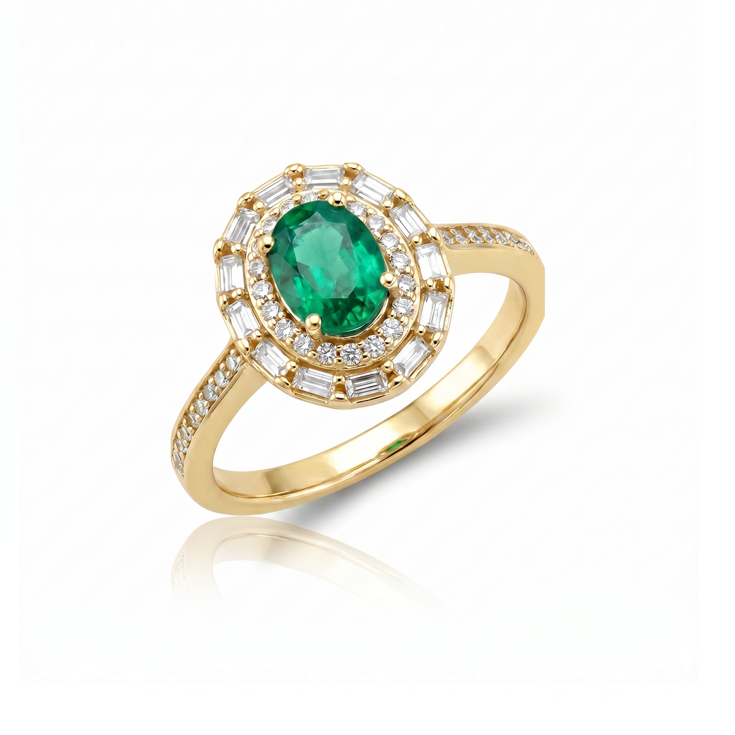 Oval Baguette Halo Ring