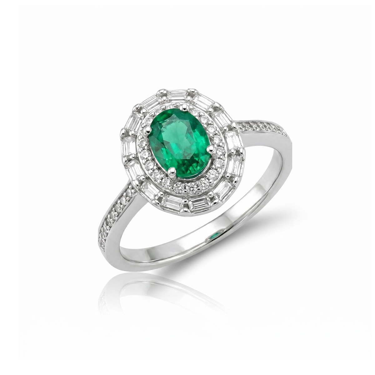 Oval Baguette Halo Ring