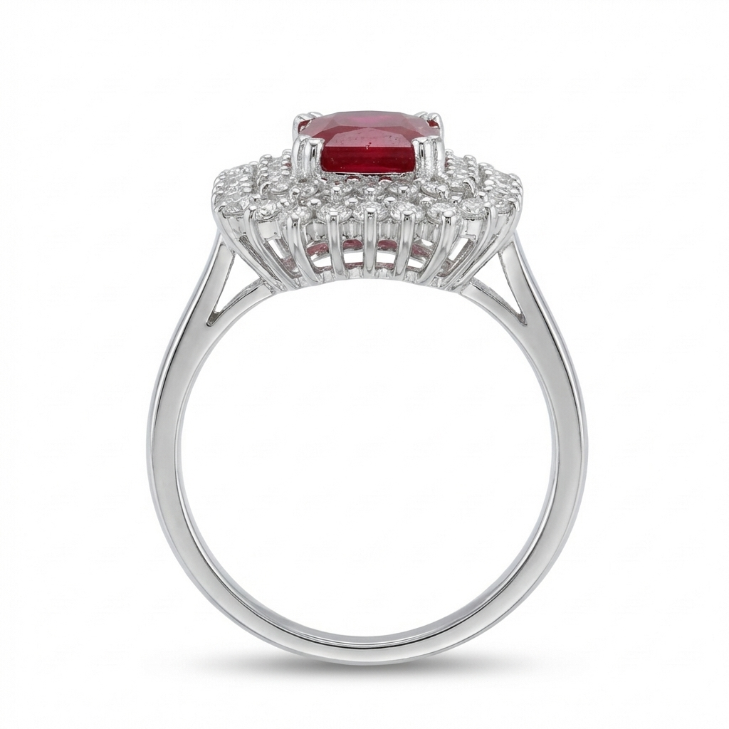 Carmine Halo Ring