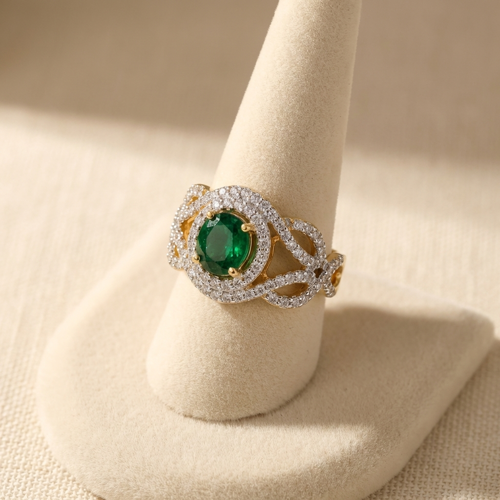 Oval Woven Halo Ring
