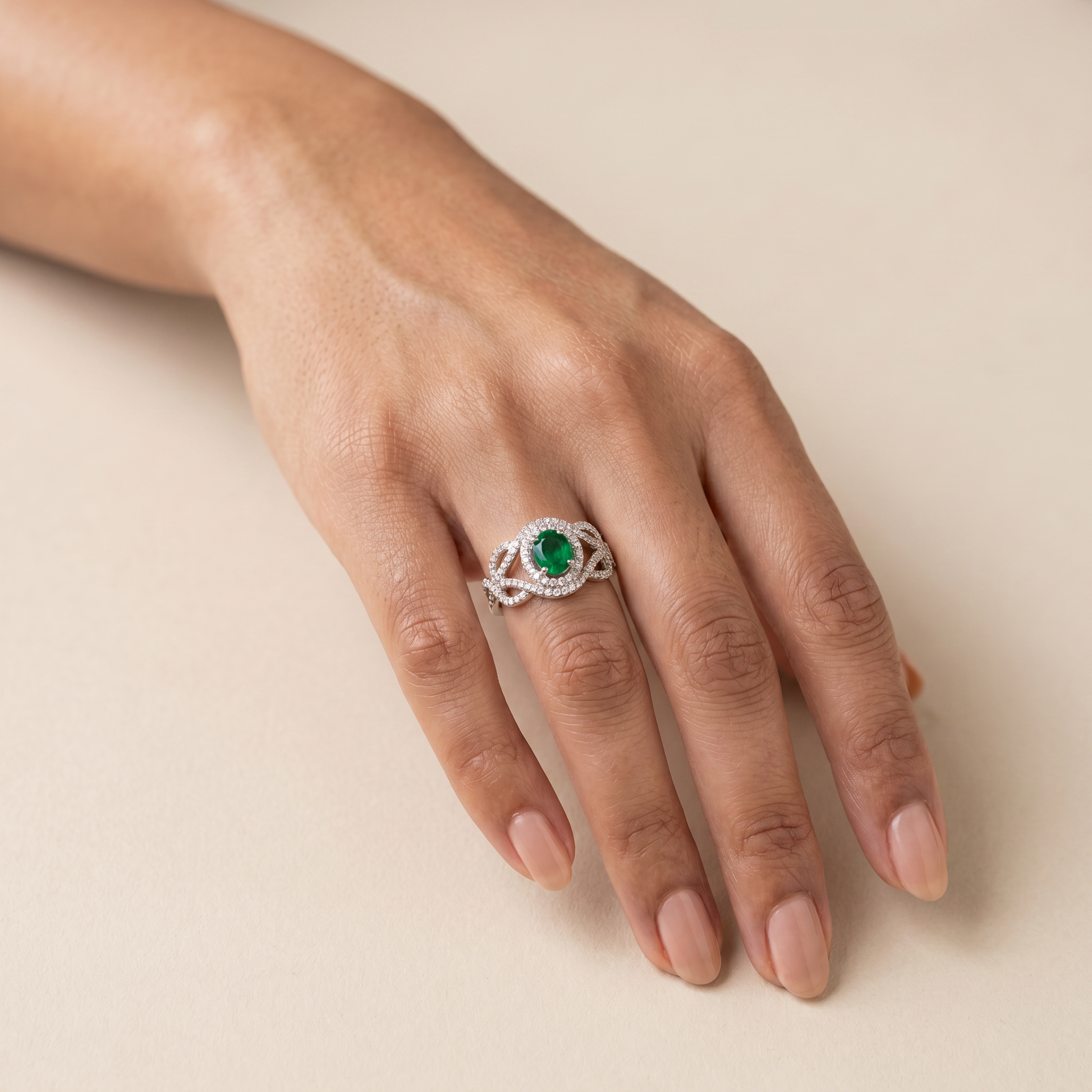 Oval Woven Halo Ring