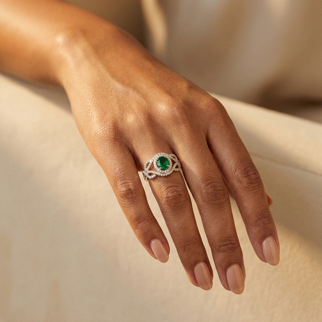 Oval Woven Halo Ring