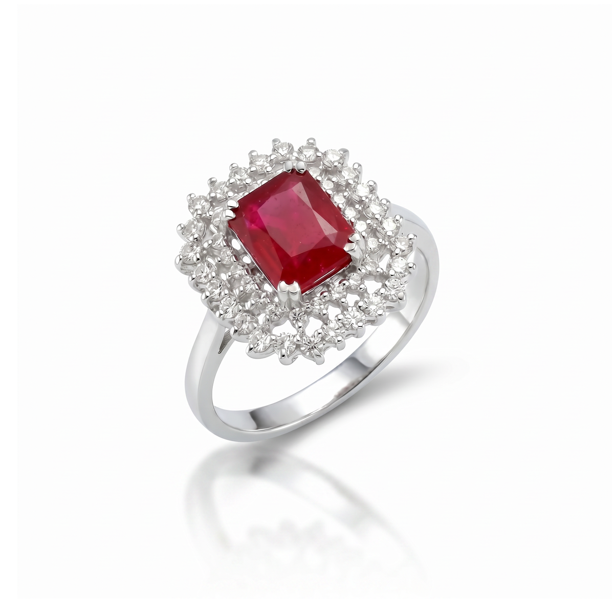 Carmine Halo Ring