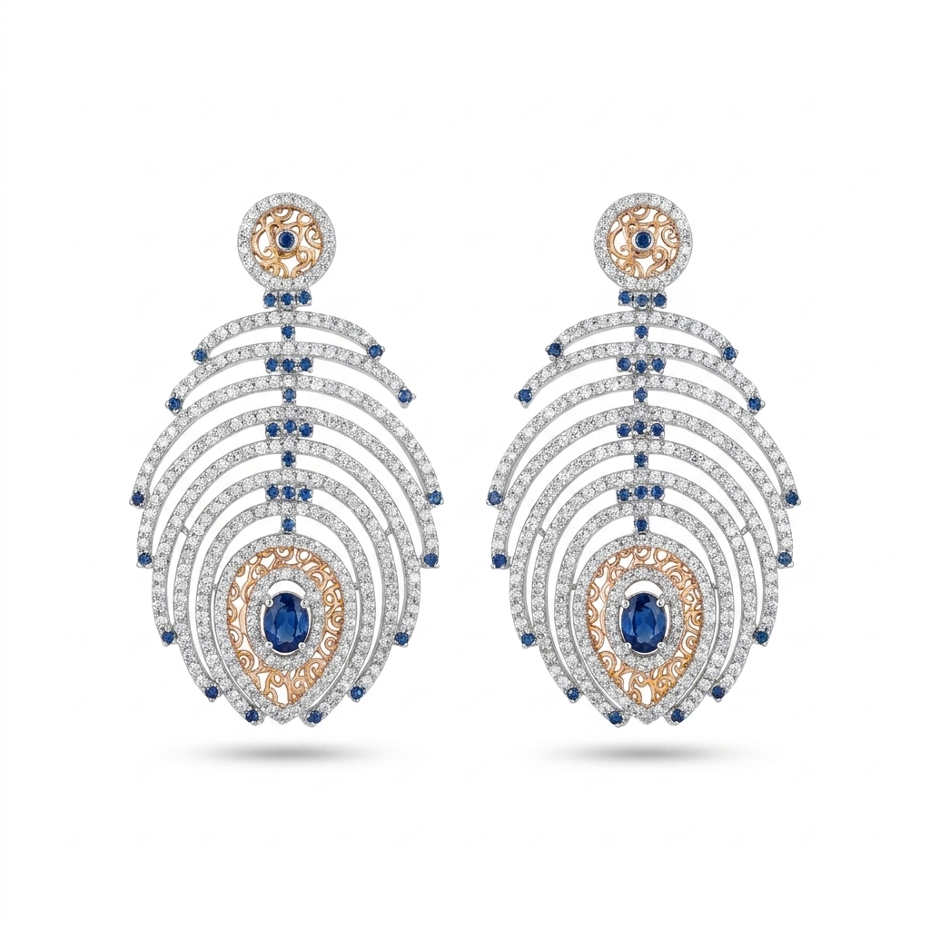 Valentina Sapphire Concentric Drop Earrings
