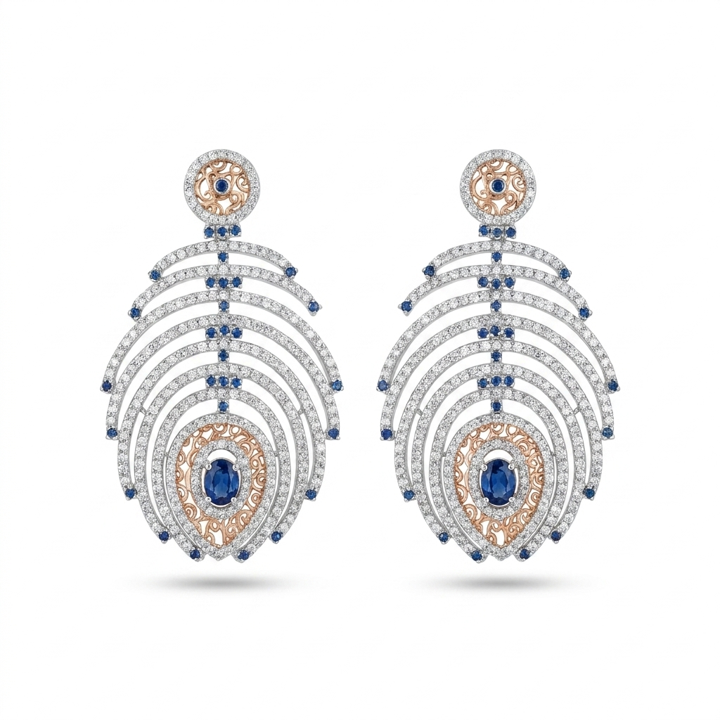 Valentina Sapphire Concentric Drop Earrings