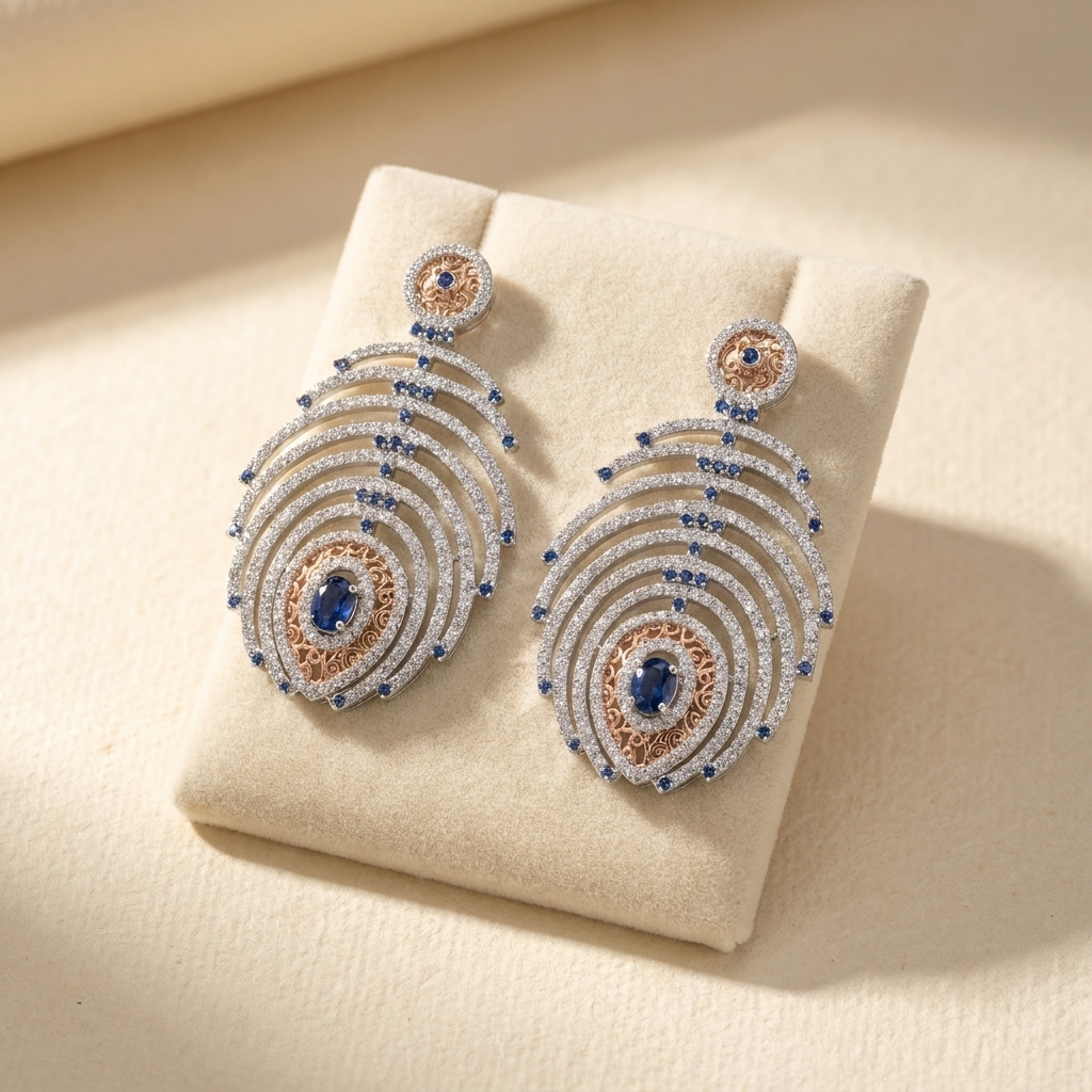 Valentina Sapphire Concentric Drop Earrings