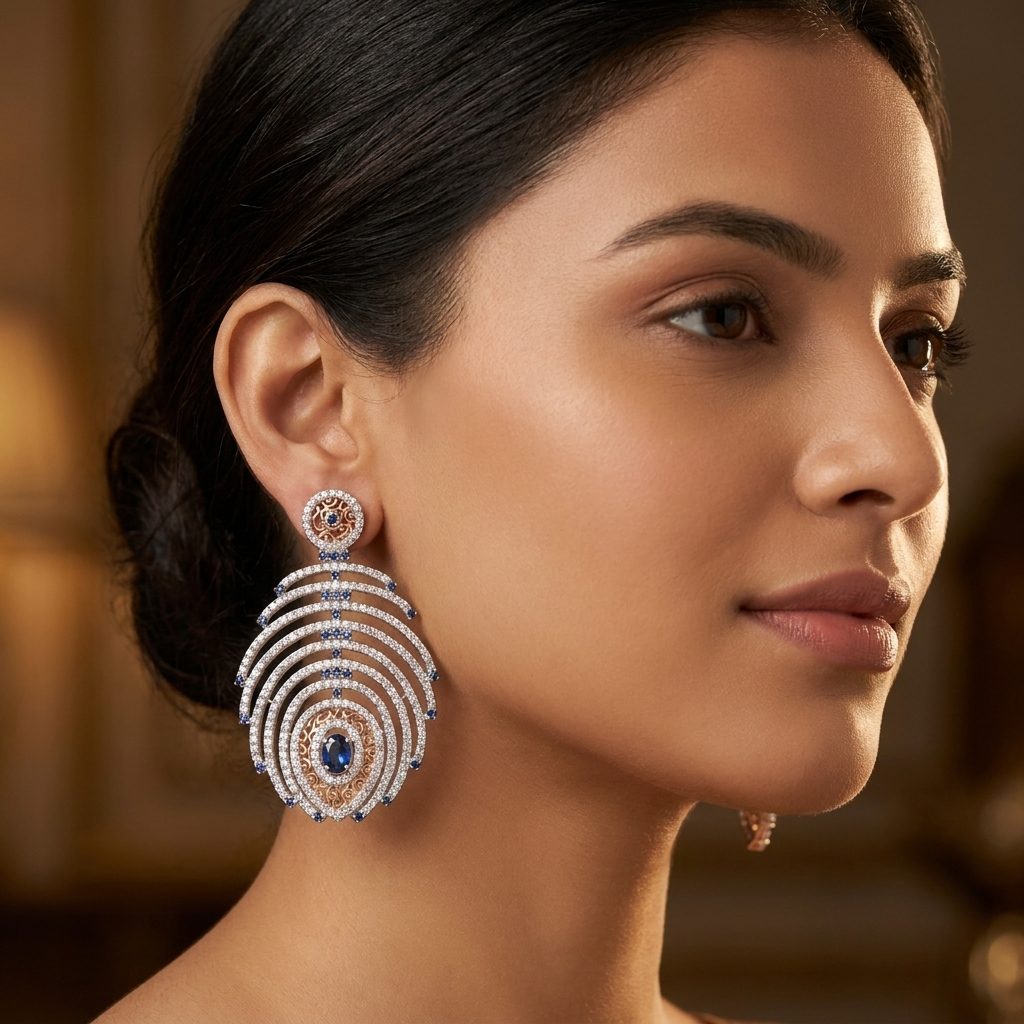 Valentina Sapphire Concentric Drop Earrings