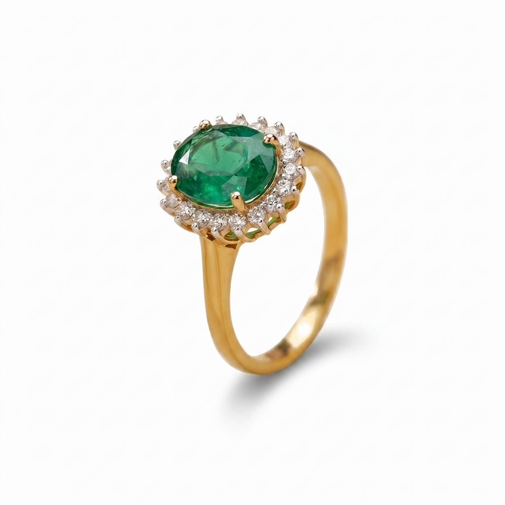 Emerald Halo Ring