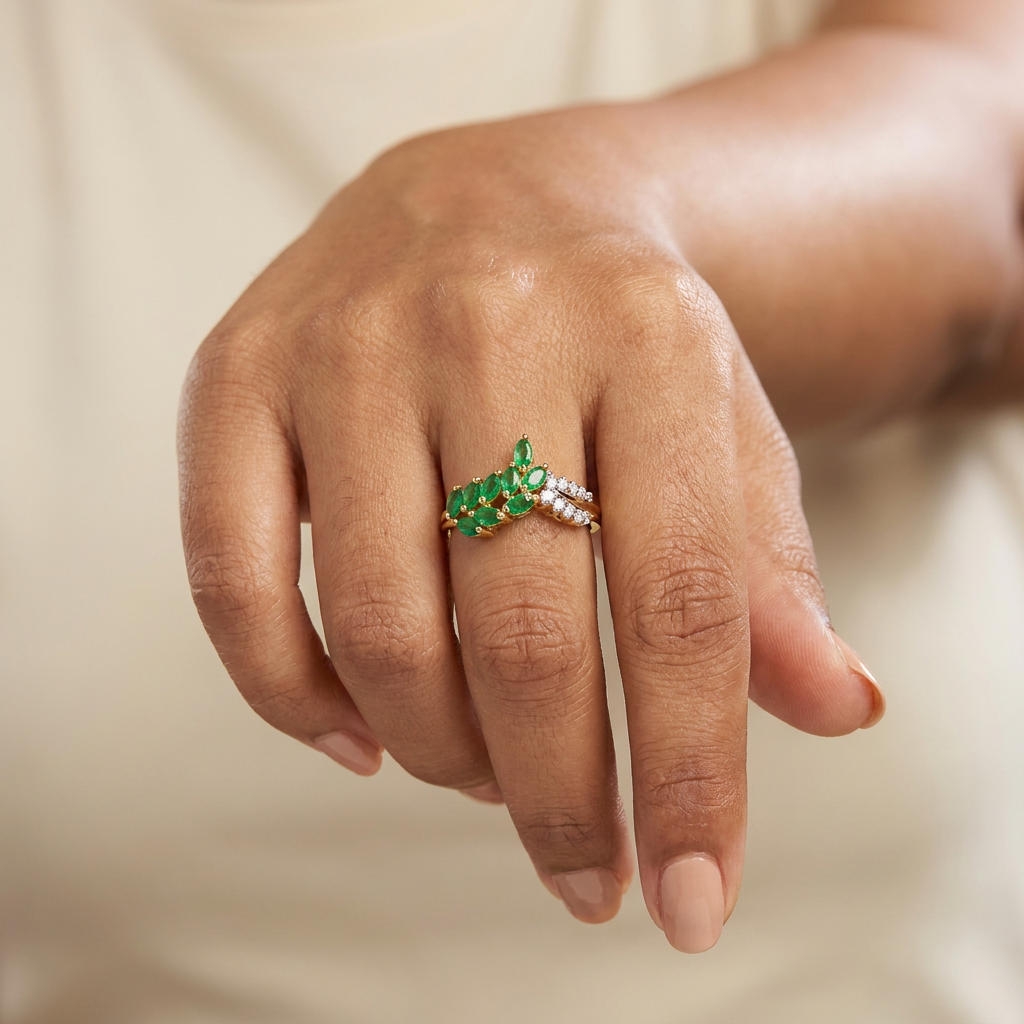 Emerald Vine Ring — on hand