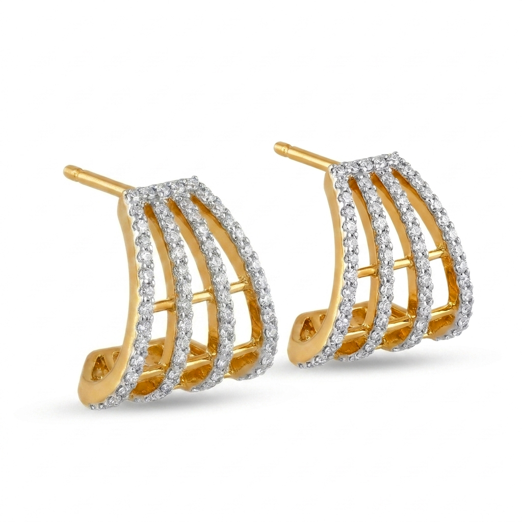 Adrienne Multi-Row Pavé Huggies