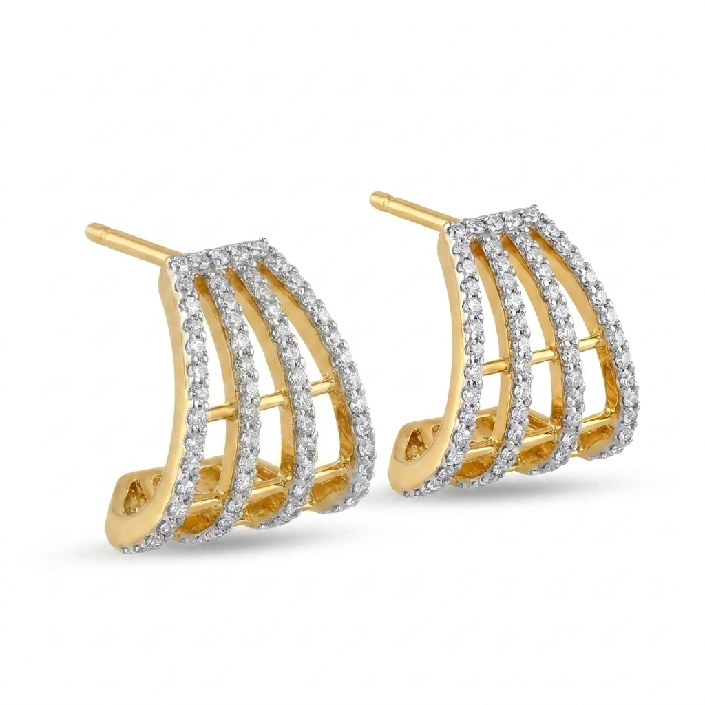 Adrienne Multi-Row Pavé Huggies