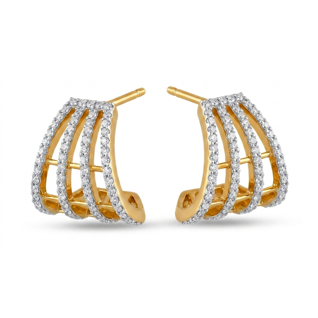 Adrienne Multi-Row Pavé Huggies