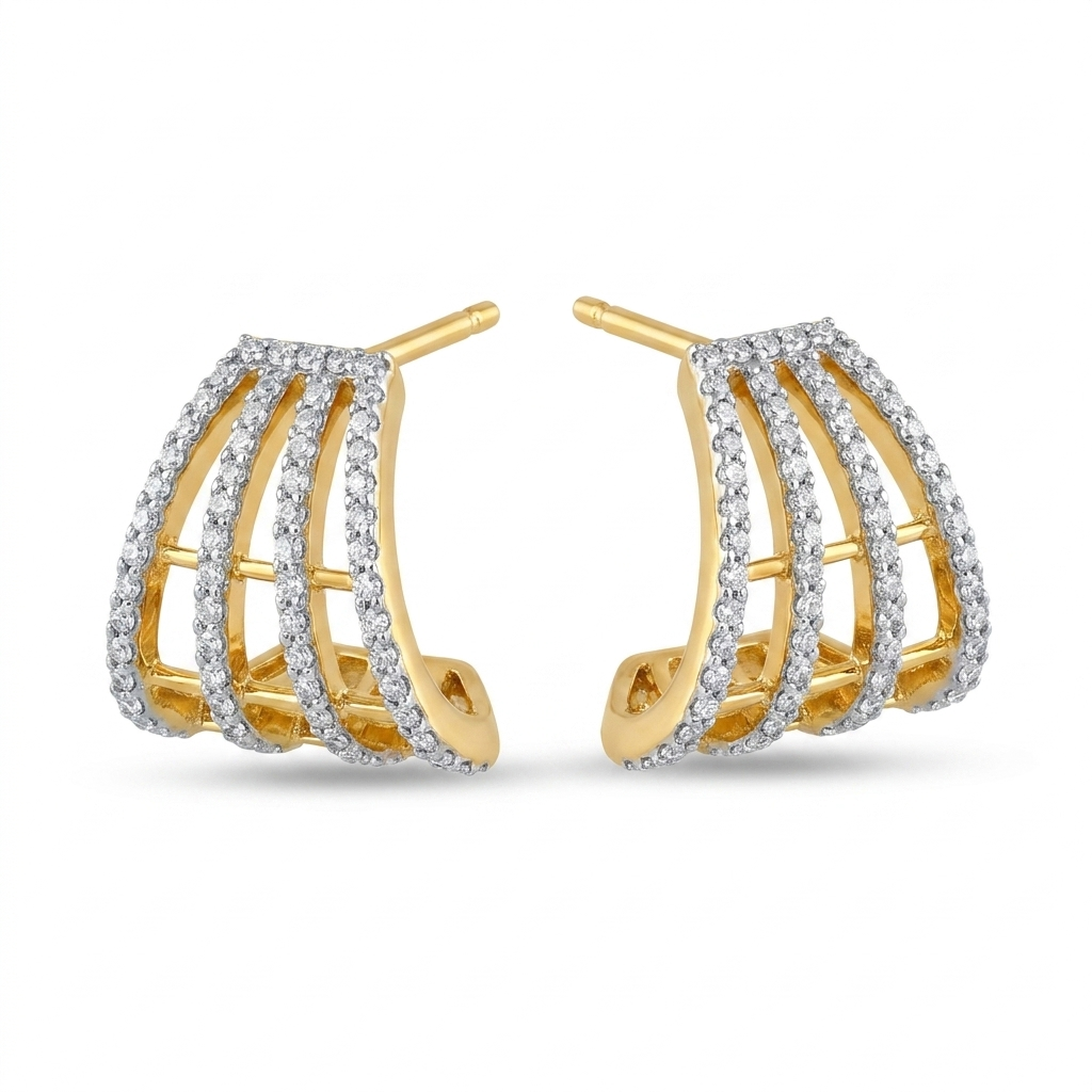 Adrienne Multi-Row Pavé Huggies
