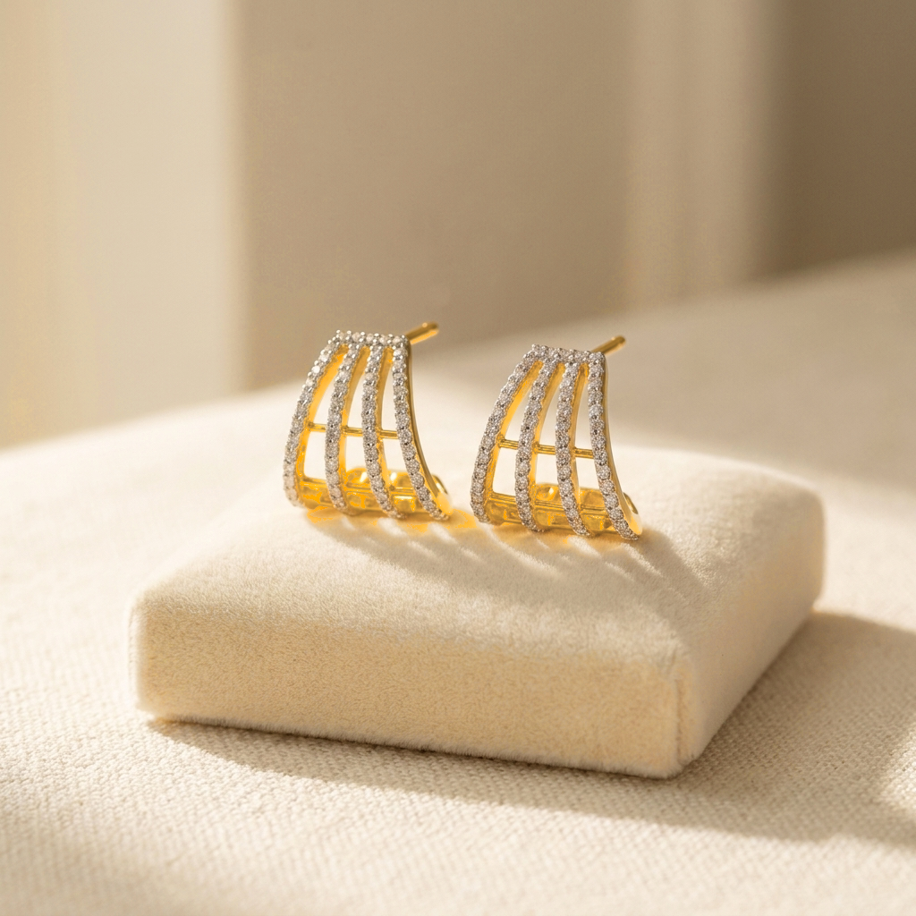 Adrienne Multi-Row Pavé Huggies