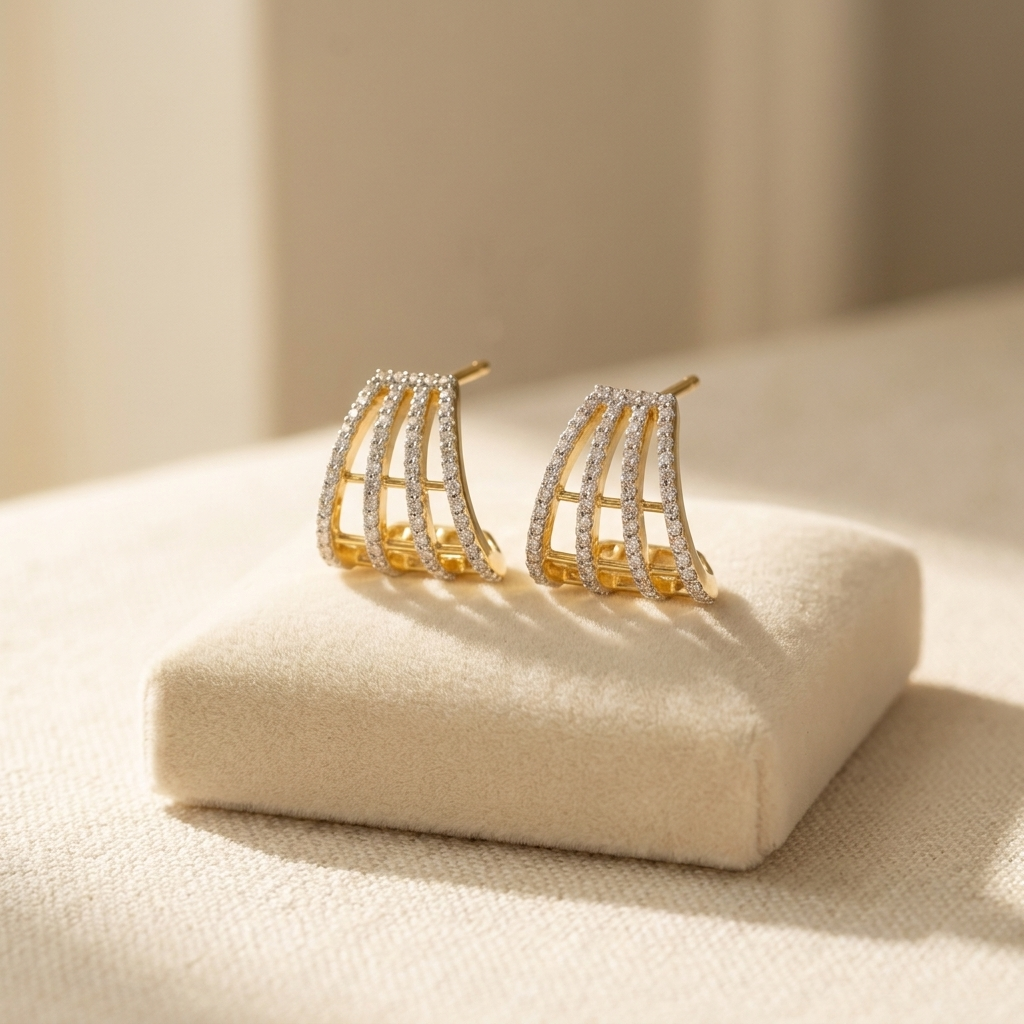 Adrienne Multi-Row Pavé Huggies