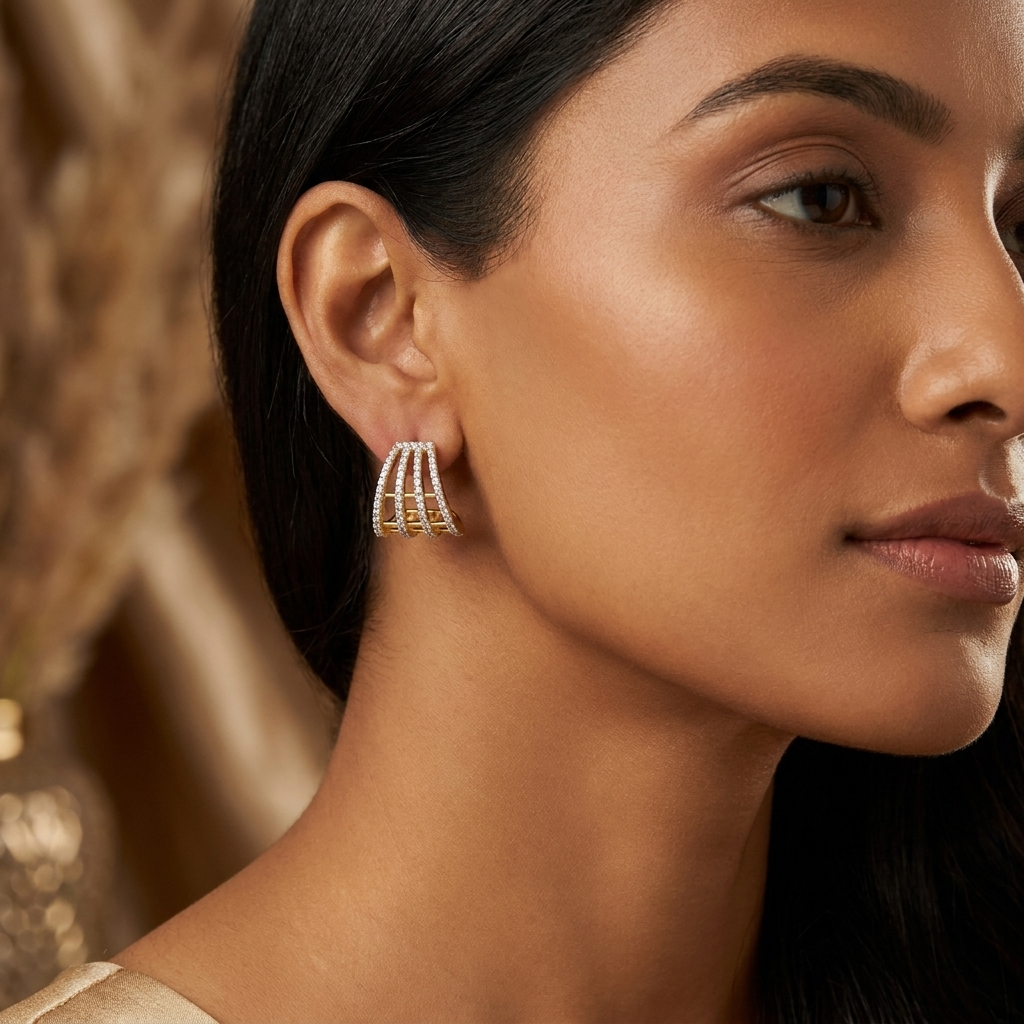 Adrienne Multi-Row Pavé Huggies