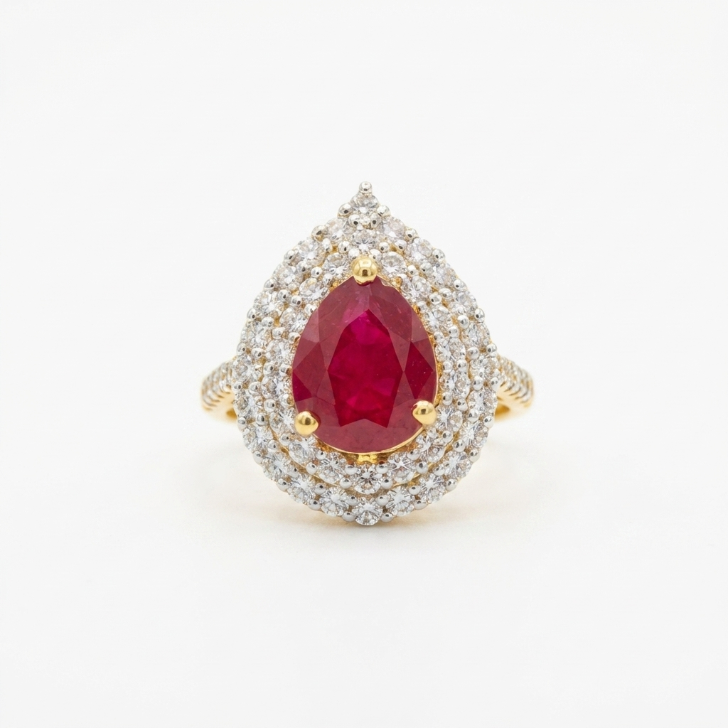 Ruby Double Halo Ring