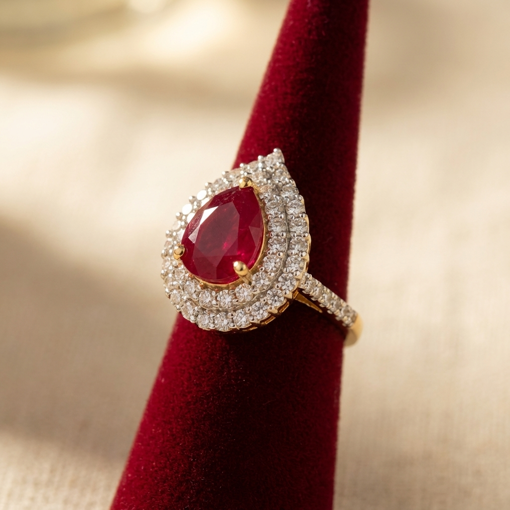 Ruby Double Halo Ring