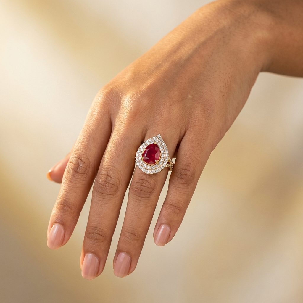 Ruby Double Halo Ring