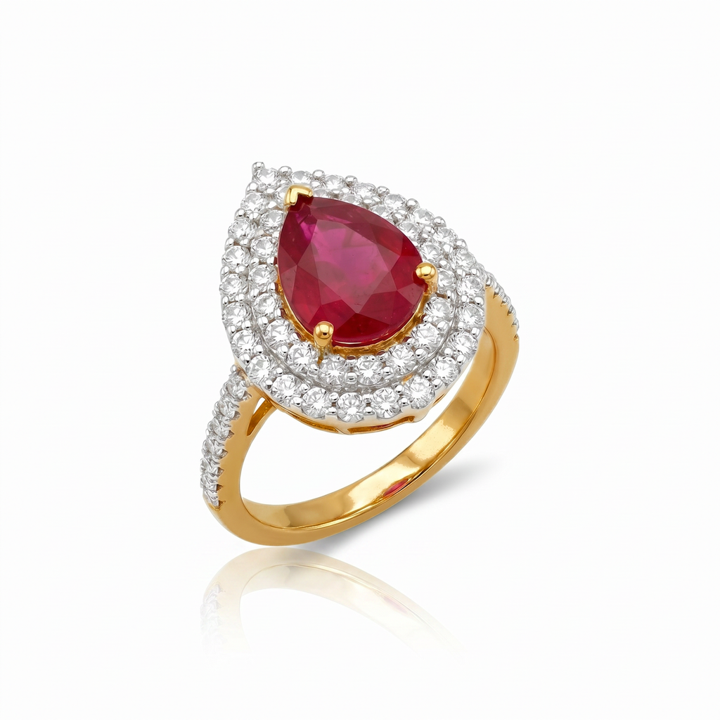 Ruby Double Halo Ring