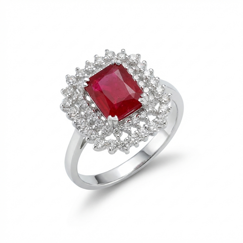 Carmine Halo Ring
