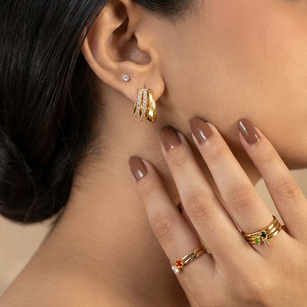 Triple Pavé Hoops
