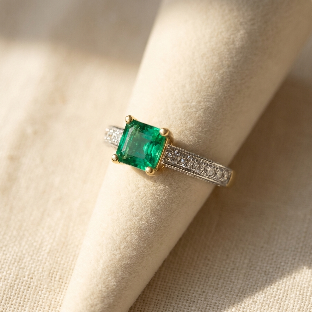 Pavé Emerald Ring