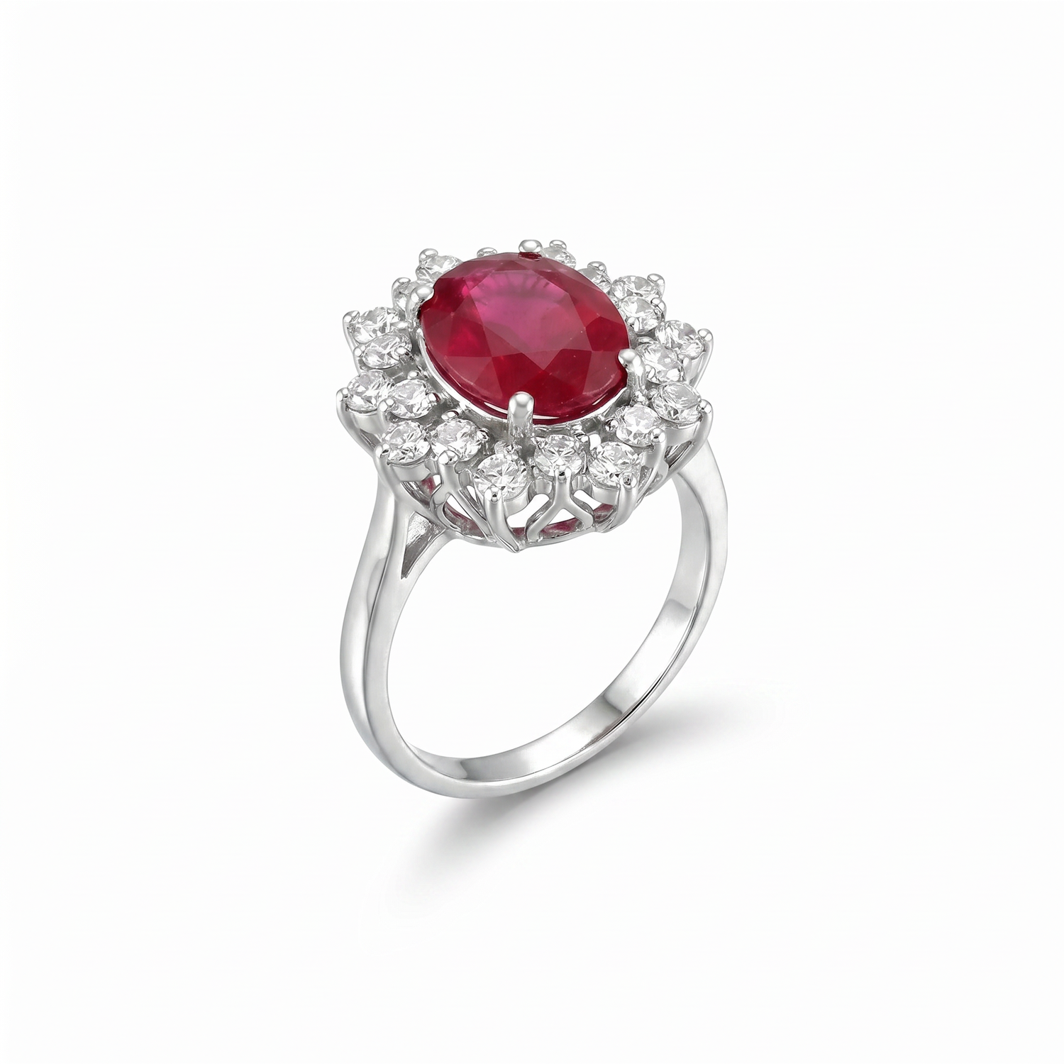 Ruby Sunburst Halo Ring