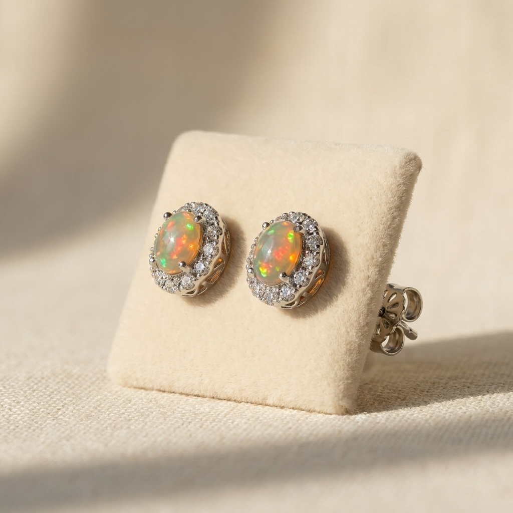 Opaline Halo Studs