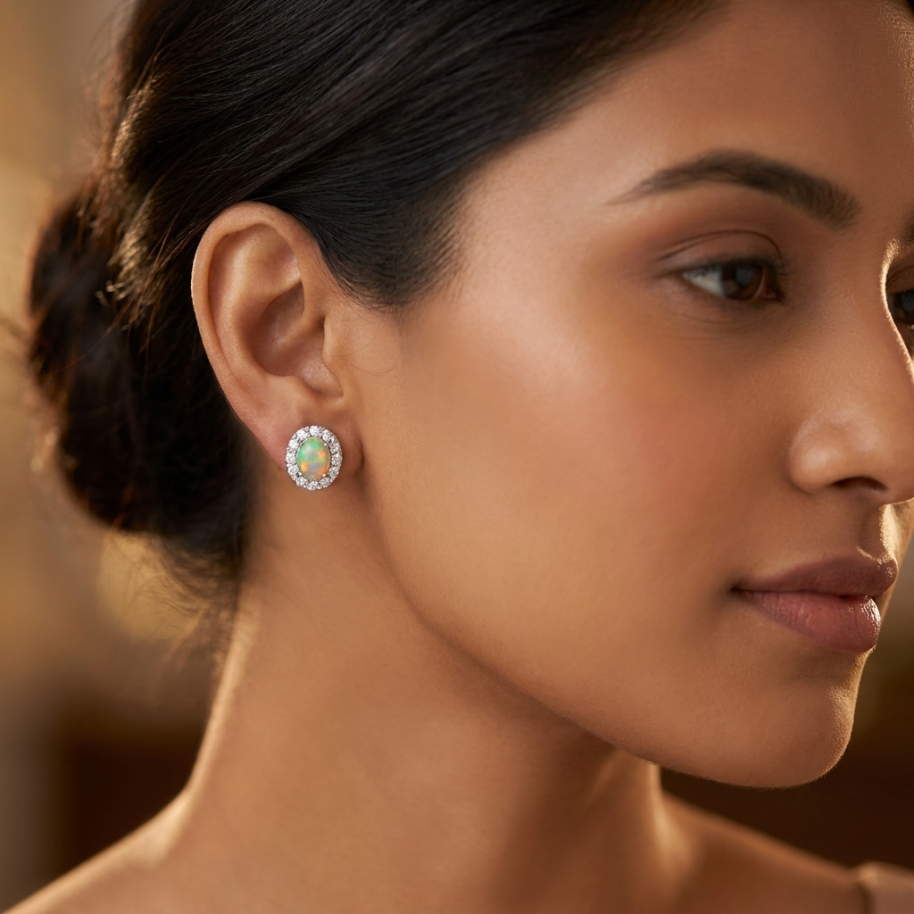 Opaline Halo Studs