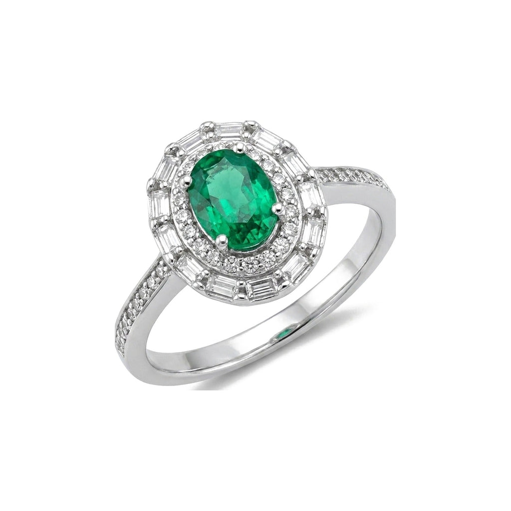 Oval Baguette Halo Ring