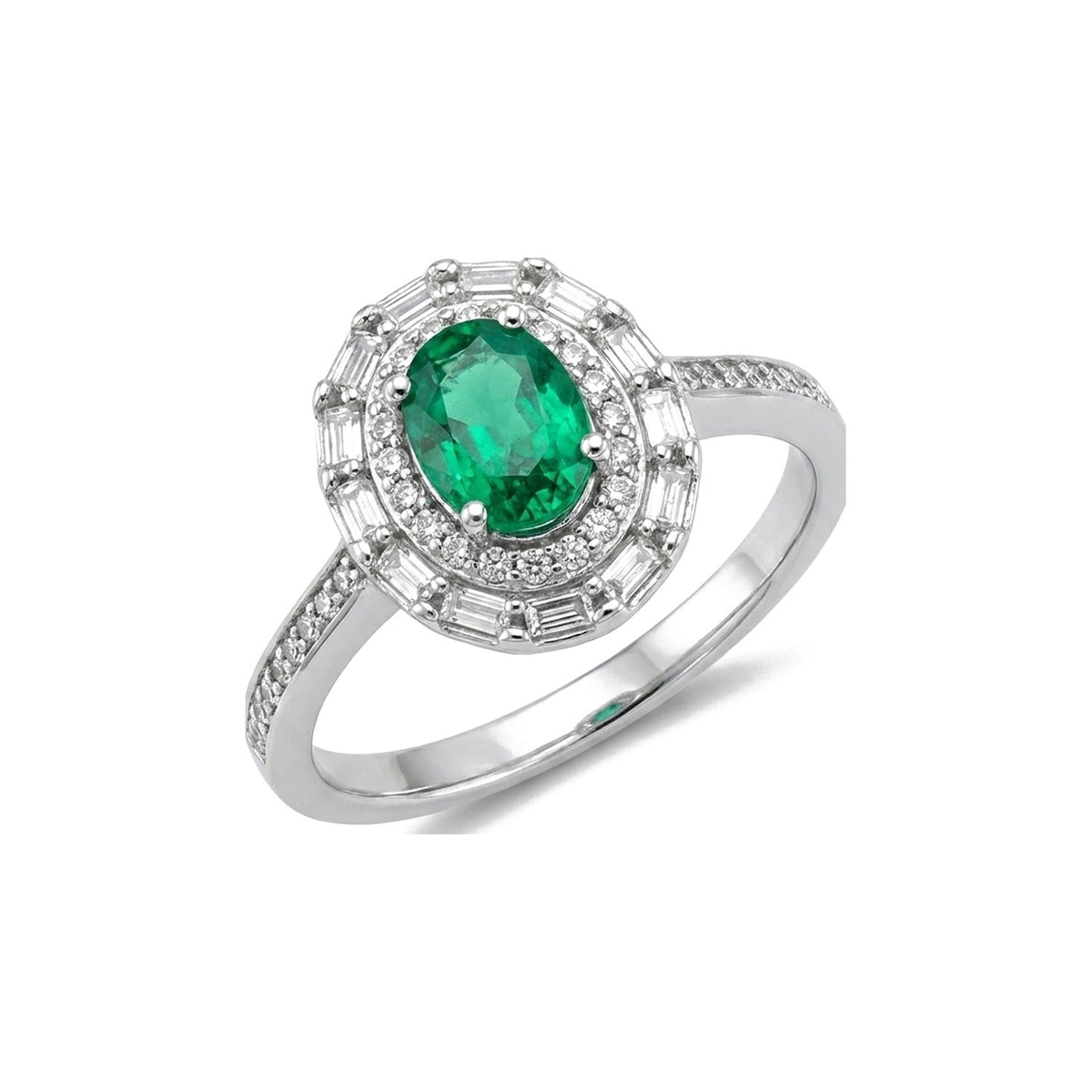 Oval Baguette Halo Ring