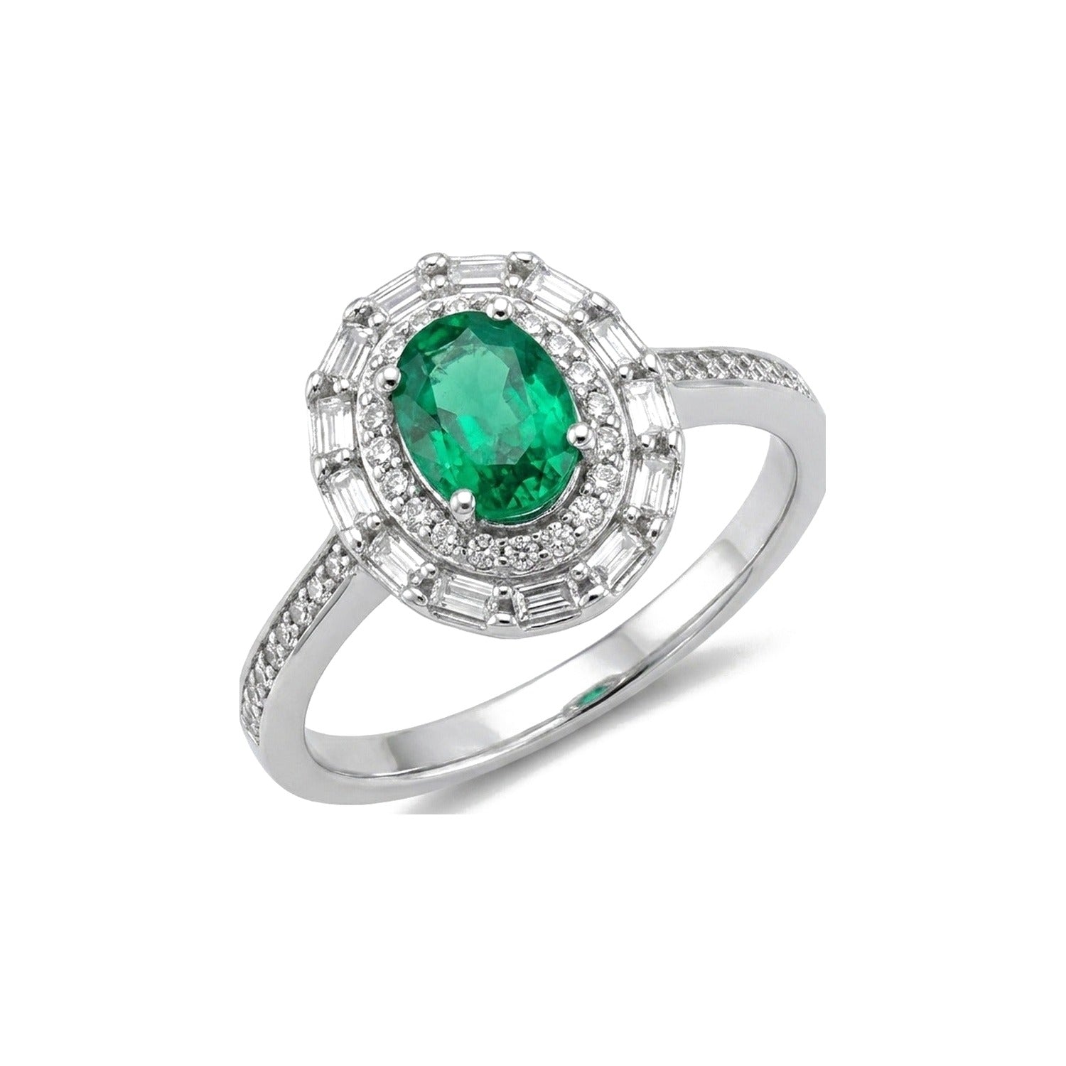 Oval Baguette Halo Ring