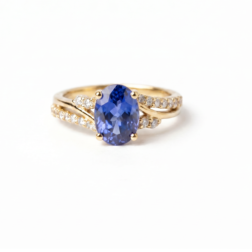 Oval Sapphire Pavé Ring