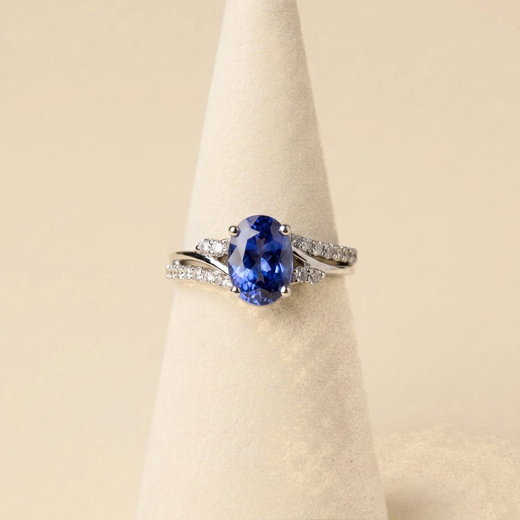 Oval Sapphire Pavé Ring