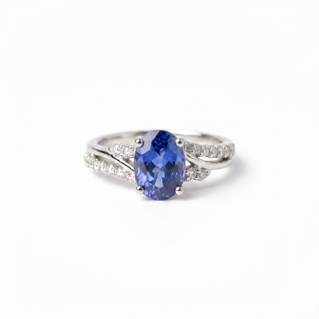 Oval Sapphire Pavé Ring