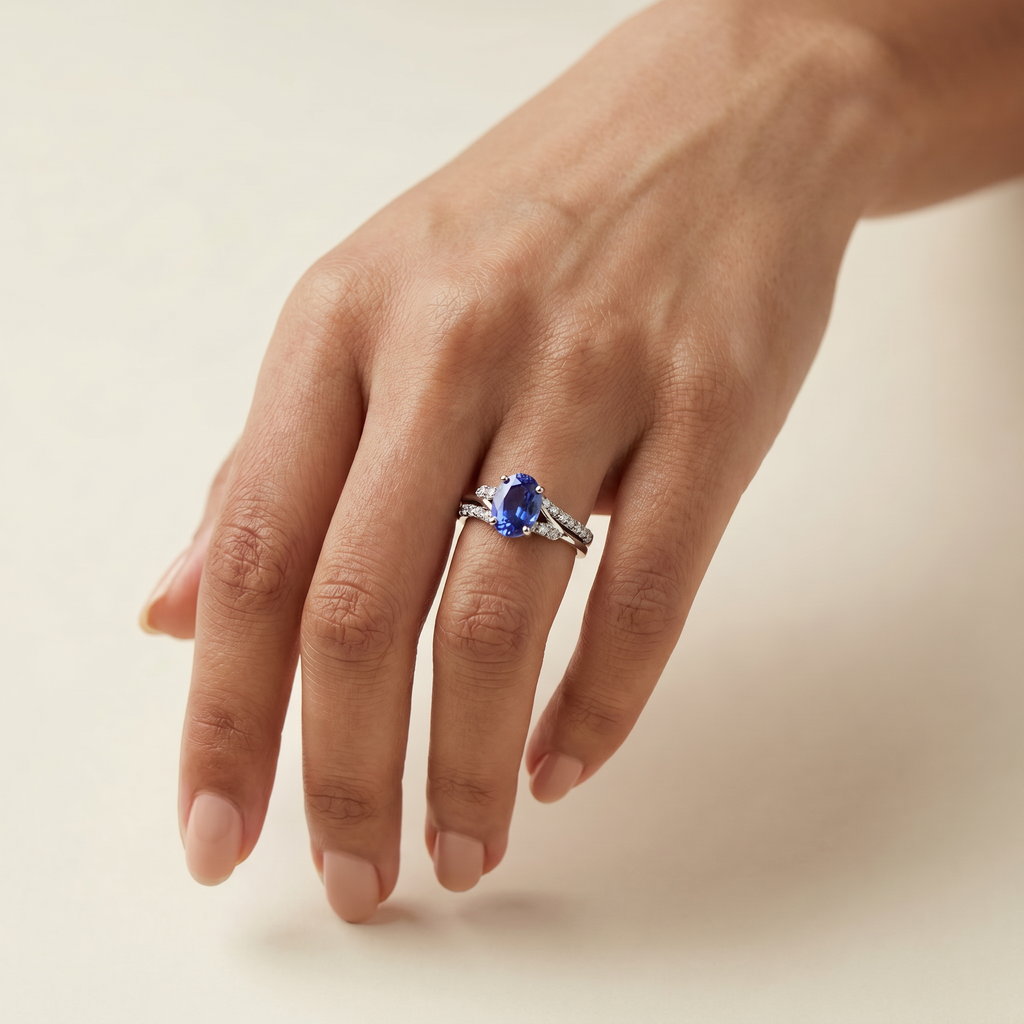 Oval Sapphire Pavé Ring