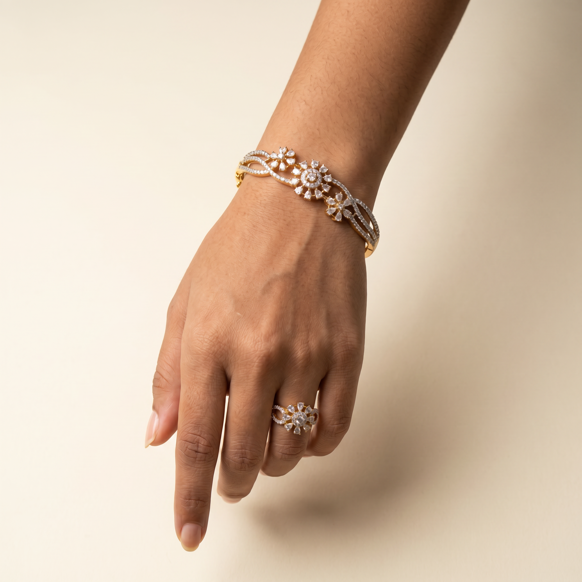Pavé Bloom Set — on wrist
