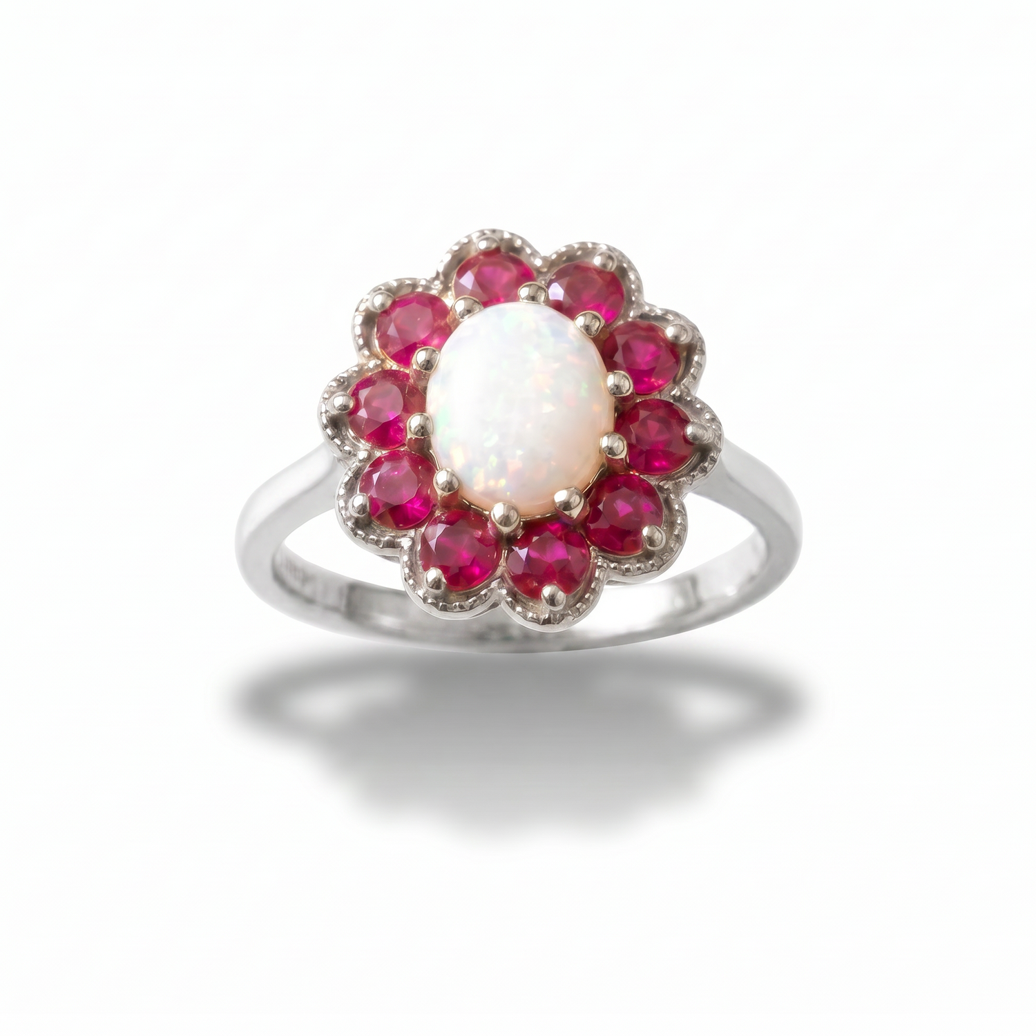 Pearl Ruby Cluster Ring